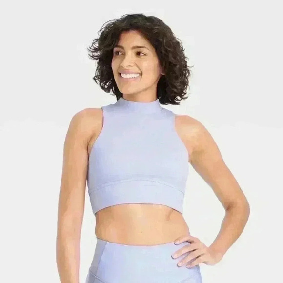 All In Motion Light Support High Neck Crop Sports Bra - Picture 1 of 6